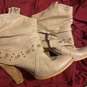 Not rated cream color high heel ankle boot